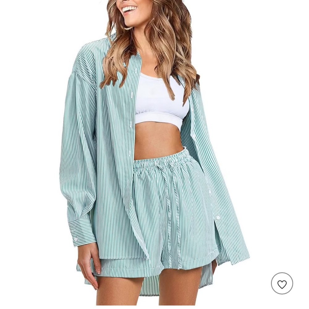 Striped Green Women's Shorts